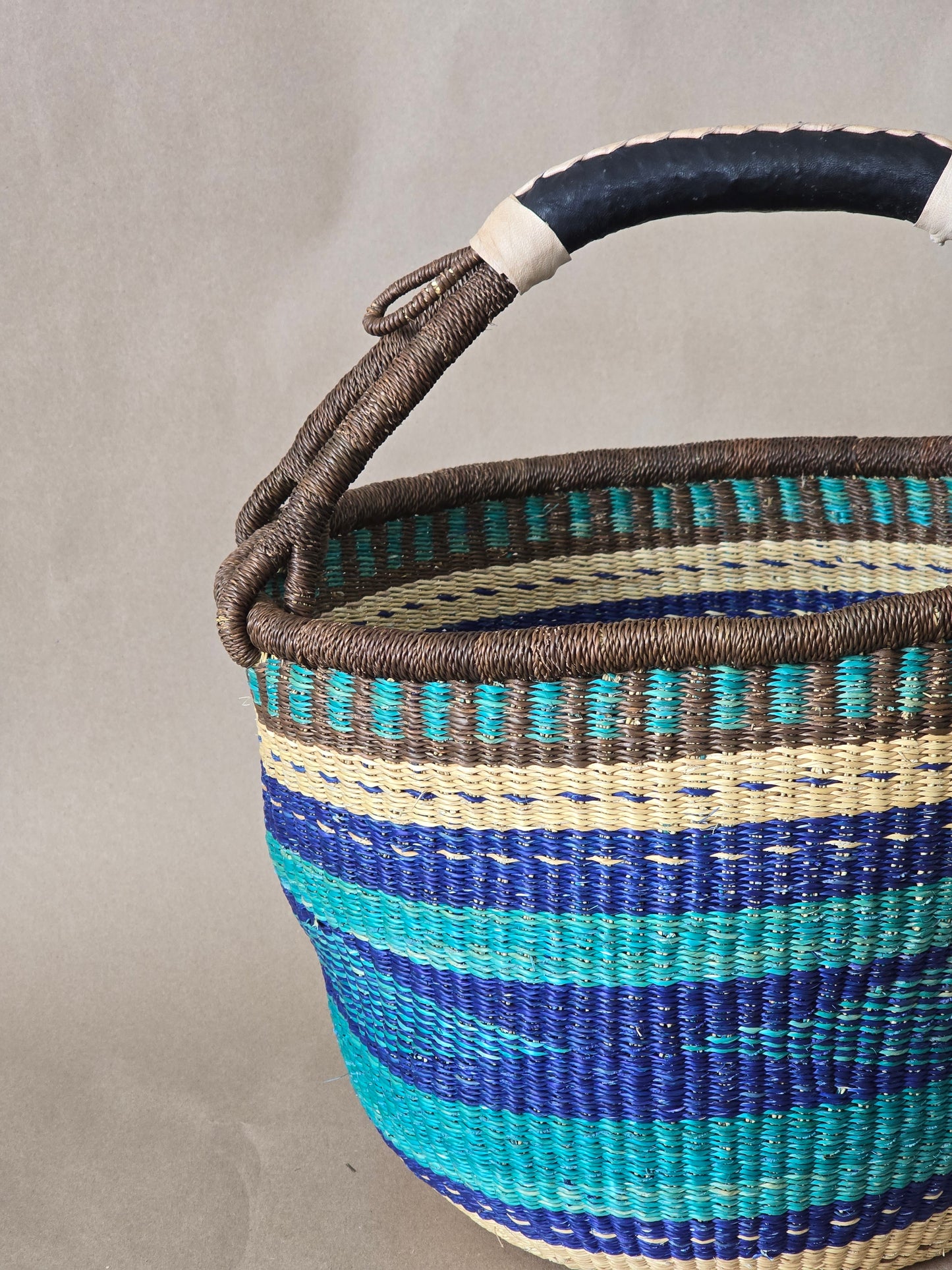 Round handmade storage basket