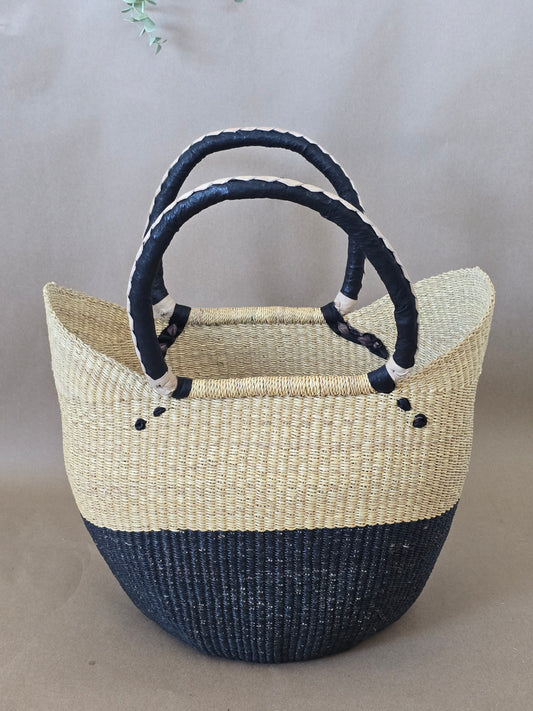 Large u shopper basket Balck & Tan